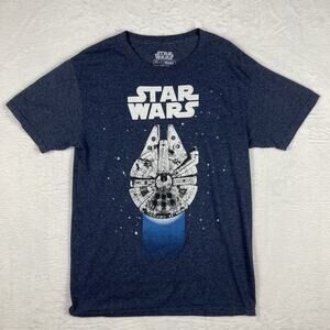 Star Wars Mens S Millennium Falcon Navy Blue Shirt Hans Solo Chewbacca SciFi